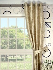 Rainbow Embroidered Scroll Grommet Dupioni Silk Curtain