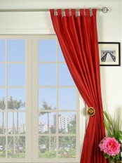 Oasis Solid-color Tab Top Dupioni Silk Curtains