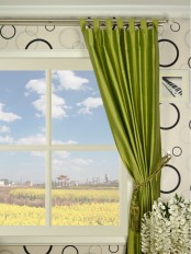 Oasis Crisp Plain Tab Top Dupioni Silk Curtain