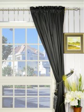 Waterfall Dark-colored Plain Rod Pocket Faux Silk Curtains