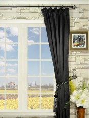 Waterfall Dark-colored Triple Pinch Pleat Faux Silk Curtains