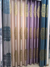 QYFL1821A On Sales Rainier Brocade Faux Silk Flowers Grey Beige Blue Purple Custom Made Curtains