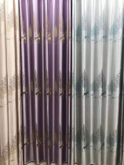 QYFL1821D On Sales Rainier Brocade Faux Silk Trees Grey Beige Blue Purple Custom Made Curtains