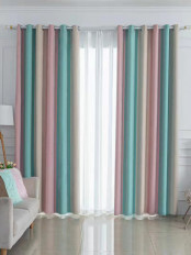 QYFLRDF On Sales Petrel Pink Blue Stripe Chenille Custom Made Curtains(Color:Pink Blue)