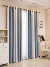 QYFLRDU On Sales Petrel Blue Grey Stripe Custom Made Curtains(Color: Blue Grey)