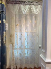 QYFLS2020J Bona Embroidered Flowers White Custom Made Sheer Curtains 