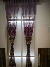QYFLS2020M Bona Purple Floral Embroidered Custom Made Sheer Curtains