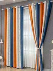 EQYH2407CD Eyelet Extra Wide Living Room Curtains Chenille Stripe