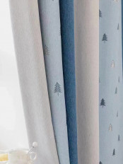 QYH2407CS Thick Chenille Stars Curtain Fabric Samples(Color: Color: Blue)