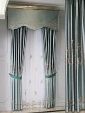 EQYHL226FA Silver Beach Embroidered Peony Faux Silk Pinch Pleat Ready Made Curtains
