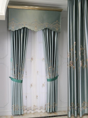 EQYHL226FA Silver Beach Embroidered Peony Faux Silk Pinch Pleat Ready Made Curtains