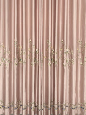 QYHL226F Silver Beach Embroidered Peony Faux Silk Custom Made Curtains For Living room