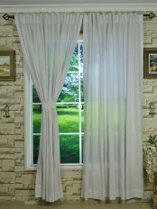 QYK246SAG Eos Linen Natural Solid Back Tab Sheer Curtains