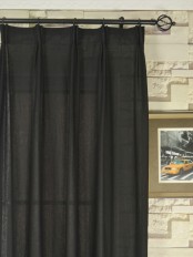 QYK246SBA Eos Linen Gray Black Solid Versatile Pleat Sheer Curtain