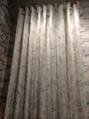 EQYQ241AD extra Wide Linen Blackout Curtains Tab Top Embroidered