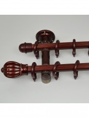 QYR0421 1-1/8" Buller Aluminum Alloy Double Curtain Rod Set (Color: Red Wood)