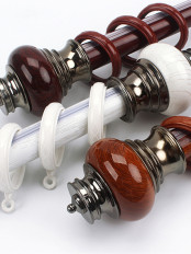 QYR18 1-1/8" Diameter Royal  Aluminum Alloy Wood Grain Single Double Curtain rod set