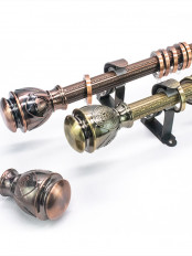 QYR21 1-1/8" Diameter Aluminum Alloy Green Bronze and Red Bronze Curtain Rod Set 