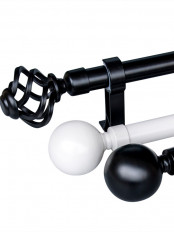 QYR29 1-1/8" White Black Spiral Ball Finial Aluminum Alloy Thick Single Double Curtain rod sets