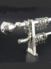 QYR3820 Nickel Silver Steel Curtain Rod Set