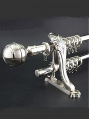 QYR3821 Nickel Silver Steel Curtain Rod Set With Peacock Bracket