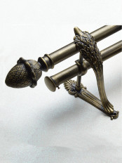 QYR39 1-1/8" Diameter Black Brush Gold Peacock Bracket Aluminum Alloy Single Double Curtain Rod Sets