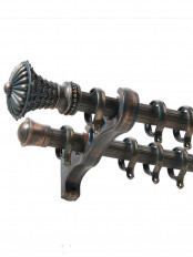 QYR4120 1-1/8" Antique Black White Green Tower Finial Aluminum Alloy Single Double Curtain Rod Sets