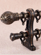 QYR4122 1-1/8" Antique Black White Green Carved Finial Aluminum Alloy Single Double Curtain Rod Sets