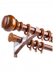  QYR44 1-1/4" Diameter Big Aluminum Alloy Wood Grain Single Double Curtain rod set