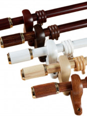 QYR52 1-1/8" Diameter Wood Grain Column Finial Aluminum Alloy Single Double Curtain Rod Sets