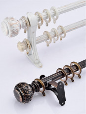 QYR73 1-1/8" Antique Black White Curtain Rod Sets For Sale