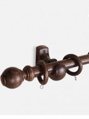 QYT07 1-1/8"  Ash Wood Black Walnut Single Double Curtain Rod Sets 