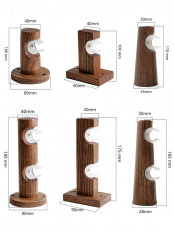 QYT103 Wall Single/Double wooden curtain pole brackets Black walnut