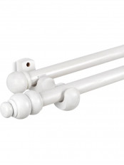 QYT11 1-1/8"  White Wood Single Double Wooden Curtain Rod Sets (Color: White)