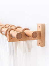 Custom Light Wooden Double Curtain Rods And Brackets