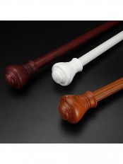 QYT2820 1-1/8" Wood Grain Nano Mute Single Curtain Rod Set Crown Finial