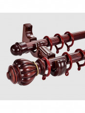 QYT52 Heavy Duty Double Curtain Rod And Brackets Wood Grain(Color: Red wood)