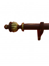 QYT67 Red Wood 2 Inches Timber Curtain Rods With Decorative Finials