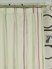QYX104AJ Baltic Embroidered Striped Single Pinch Pleat Curtains (Color: AntiFlash White)