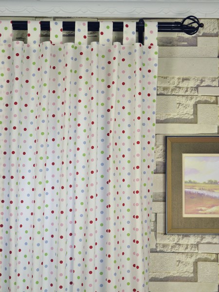 Alamere Kids House Polka Dot Printed Cotton Fabrics Per Yard (Heading: Tab Top)