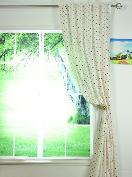 Alamere Kids House Polka Dot Printed Back Tab Cotton Curtain