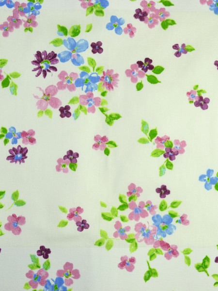 Alamere Colorful Floral Printed Tab Top Cotton Curtain (Color: Pale Violet Red)
