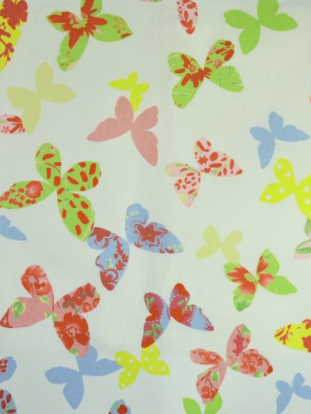 Alamere Butterflies Printed Cotton Fabrics Per Yard (Color: Red Orange)