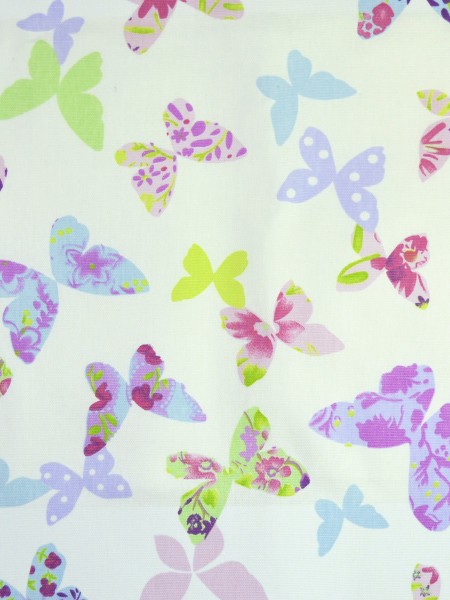 Alamere Butterflies Printed Back Tab Cotton Curtain (Color: Lavender Rose)