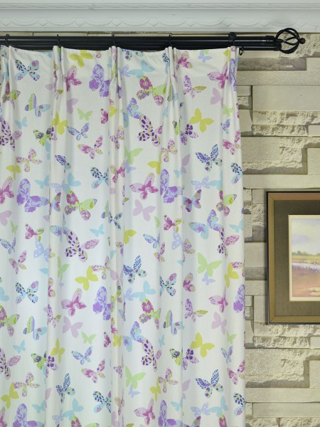 Alamere Butterflies Printed Cotton Fabrics Per Yard (Heading: Versatile Pleat)