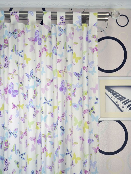 Alamere Butterflies Printed Cotton Fabrics Per Yard (Heading: Tab Top)