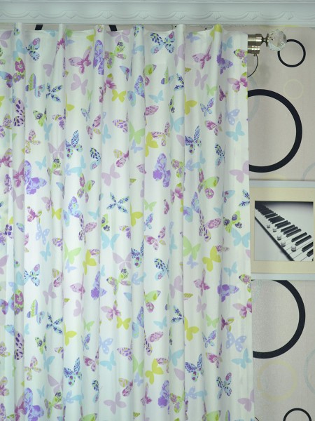 Alamere Butterflies Printed Back Tab Cotton Curtain Heading Style