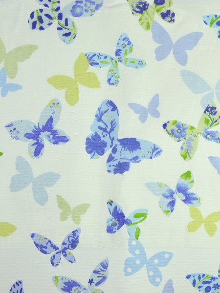 Alamere Butterflies Printed Back Tab Cotton Curtain (Color: Baby Blue Eyes)