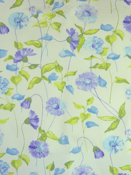 Alamere Daisy Chain Printed Tab Top Cotton Curtain (Color: Carolina Blue)