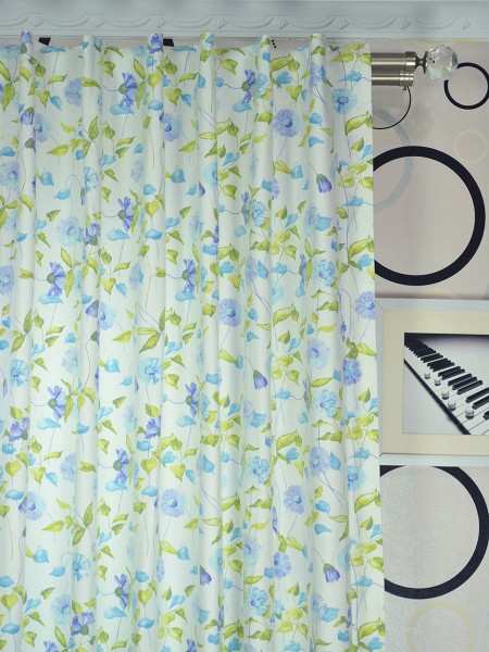 Alamere Daisy Chain Printed Back Tab Cotton Curtain Heading Style